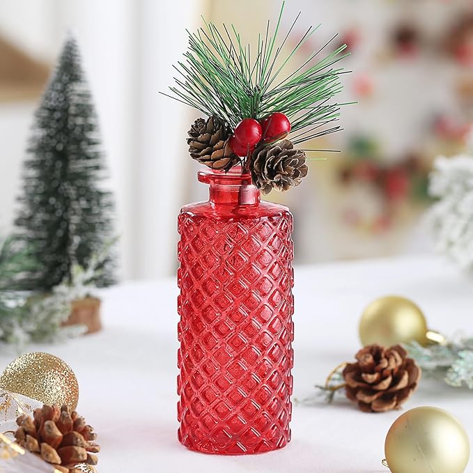 Bud Vases 15 Pcs for Centerpieces Wedding,Flower Vases in Bulk for Rustic Home Decor,Small Vases for Wedding,Mother's Day,Graduation,Christmas,Birthday Party,Valentine's Day(Wine)