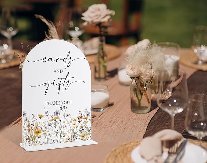 Wedding Signs for Ceremony and Reception, Boho Floral Cards And Gifts Sign, Wedding Signage with Stand, Bridal Shower Table Centerpieces, Supplies for Engagement Reception and Event Party, 30