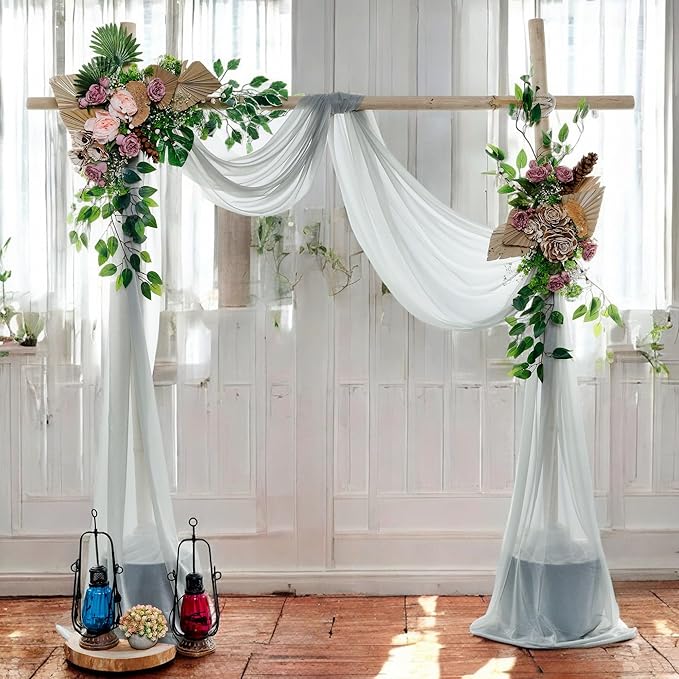 MDS Halloween Chiffon Draping Fabric - 2 Panel, 30" Wide x 50ft Long - Sheer Spooky Arbor & Canopy Drapery for Haunted House Backdrops, Party Ceilings, DIY Costumes & Themed Events - Gray