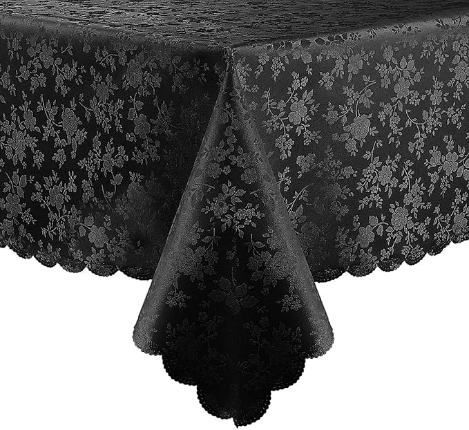 Smiry Rectangle Table Cloth, Waterproof Heavy Duty Vinyl Tablecloths, Wipeable Washable Table Cover for Kitchen and Dining Room (Black, 54" X 120")