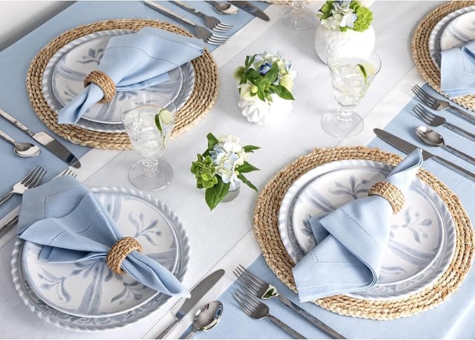 Solino Home Linen White Table Runner 108 Inches Long - 100% Pure Linen 14 x 108 Inch Table Runner for Fall, Autumn, Halloween, Thanksgiving, Holiday - Classic Hemstitch