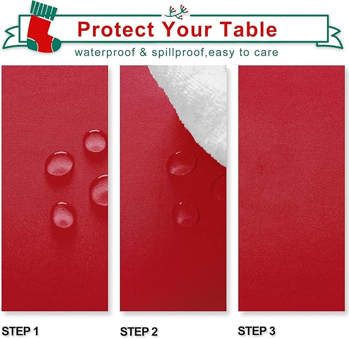 Hiasan Red Tablecloth Rectangle - Wrinkle Resistant and Waterproof Dining Room Washable Christmas Table Cloth, Polyester, 60 x 140 Inch
