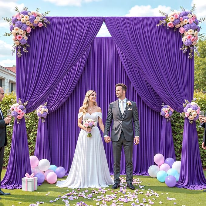 20ft x 12ft Purple Backdrop Curtains Wrinkle Free Backdrop Curtain for Wedding Parties Purple Fabric Backdrops Drapes Back Drop Cloth Bridal Shower Stage Curtains Wedding Decorations for Reception