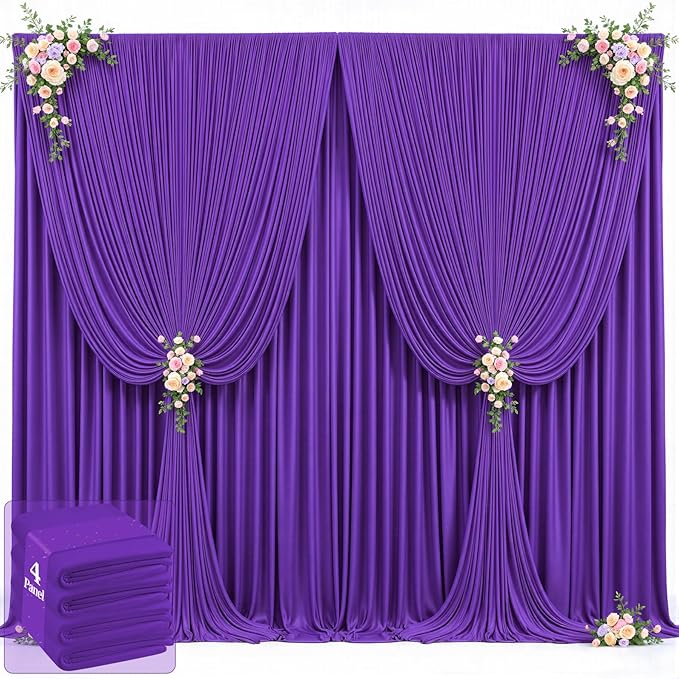 20ft x 12ft Purple Backdrop Curtains Wrinkle Free Backdrop Curtain for Wedding Parties Purple Fabric Backdrops Drapes Back Drop Cloth Bridal Shower Stage Curtains Wedding Decorations for Reception