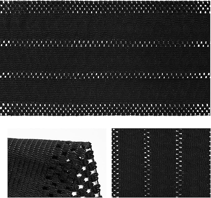 Artoid Mode Black Farmhouse Woven Rustic Hollow Table Runner, Seasonal Holiday Hollow Kitchen Dining Table Decoration for Home Party Decor 12x72 Inch