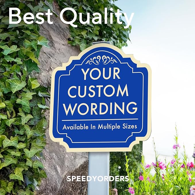Custom Decorative Outdoor Metal Sign - Personalized Aluminum, Customized Driveway Sign, Waterproof Made in USA - Design 2 Blue Steel 8x8 In