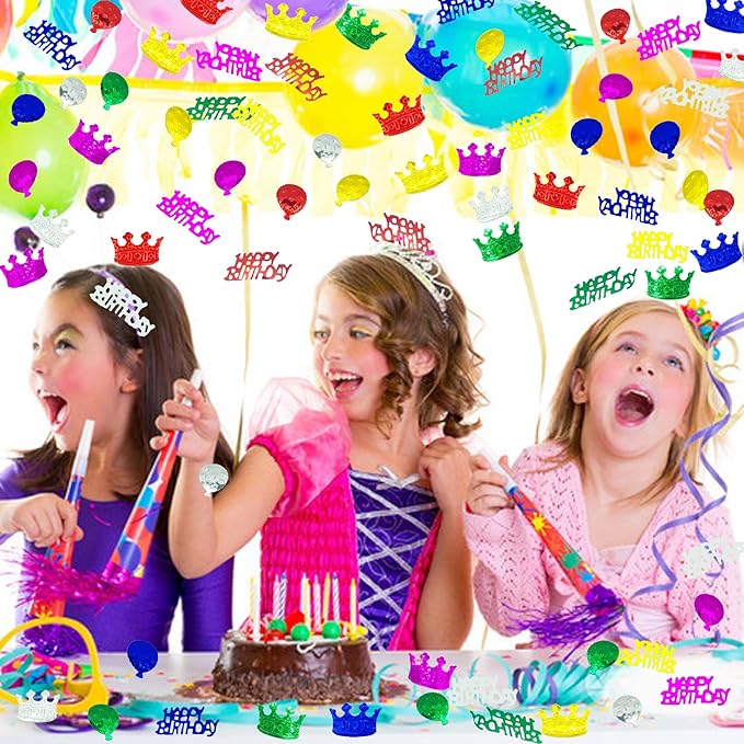 Confetti Happy Birthday Sequins Table Confetti Metallic Foil Sprinkles or DIY Multicolor Birthday Sequins Metallic for Birthday Party Supplies