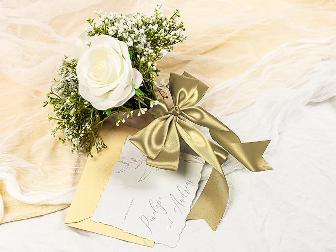 Light Gold Satin Ribbon 1-1/2 inch X Continuous 100 Yards, Single Face Polyester Ribbon Perfect for Gift Wrapping, Flower Bouquet, Wedding Decor, Crafts, Bow Making, Sewing and More