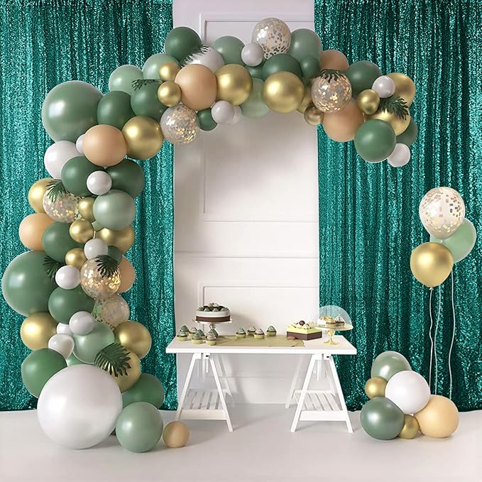Hahuho Hunter Sequin Backdrop Curtain, 2PCS 2FTx8FT Glitter Backdrop Curtain for Parties, Christmas, Wedding, Party Decoration（2 Panels, 2FT x 8FT, Hunter