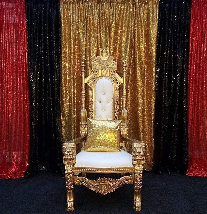 Poise3EHome 8FT x 10FT Sequin Photography Backdrop Curtain for Party Decoration, Golden