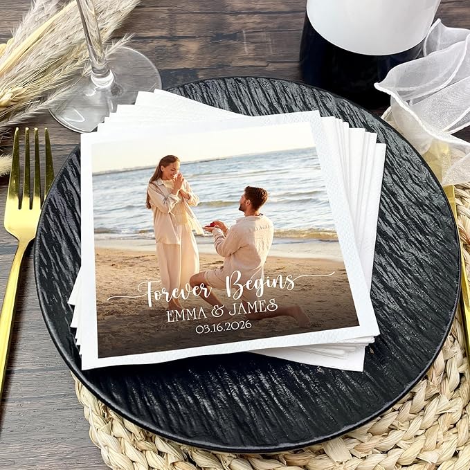 Personalized Custom Napkins: 50 Personalized Printed Napkins, 3 Ply, Custom Cocktail Napkins - Imprinted with Your Logo, Photo or Any Design You Want (white)