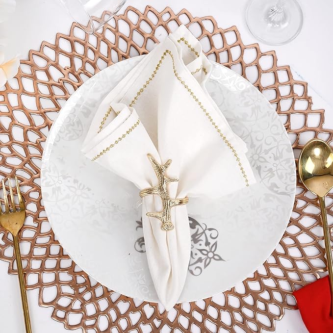 Lightweight Metal Napkin Rings Set of 12 - Napkin Rings Holder for Dinning Table Parties Dining Table, Weddings, and Special Events - Elegant Table Décor for Home & Restaurants (Gold) - CLEENTABLE