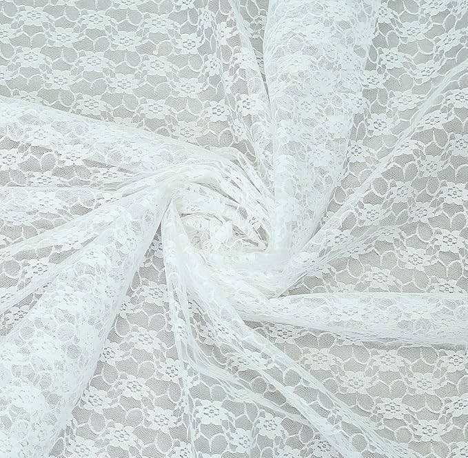 MDS Pack of 15 Wedding 12 x 108 inches Lace Table Runner for Wedding, Decorations for Birthday Parties, Banquets, Graduations, Engagements, and Runners fit Rectangle, Round Table- White