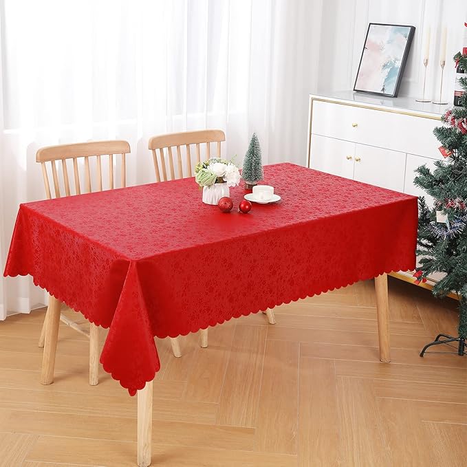 Smiry Rectangle Table Cloth, Waterproof Heavy Duty Vinyl Tablecloths, Wipeable Washable Table Cover for Kitchen and Dining Room (Red, 60" X 140")