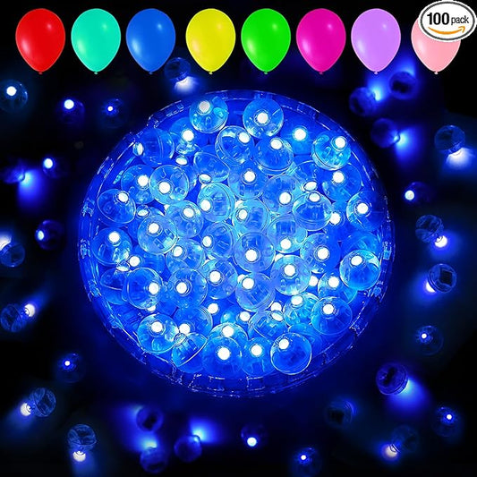 Aogist 100pcs Balloon Lights,Long Standby Time Waterproof Twinkle Mini Light,Battery Powered,Round LED Ball Lamp for Latex Balloon Paper Lantern Party Wedding Christmas Halloween Decorative,Blue-Flash