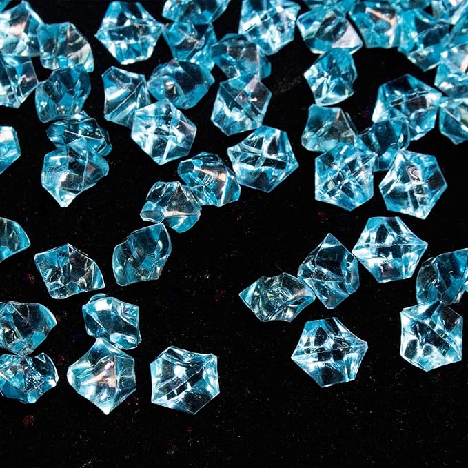 820 PCS Blue Fake Ice,0.43x0.55 Inch,1.1 lbs Acrylic Crystal Gemstones for Decoration, Photography, Vase Filling, and Parties,Non-Toxic and Reusable