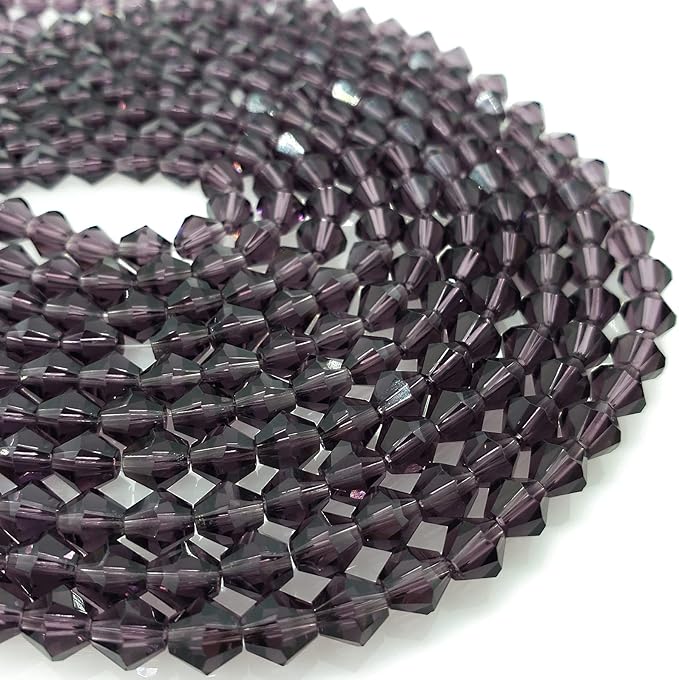 6mm Bicone 450Pcs Violet Crystal Glass Beads Faceted Bicone Shape Crystal Glass Spacer Beads for Bracelet Necklace Decorative Hand Jewelry Making (Violet, 6MM)