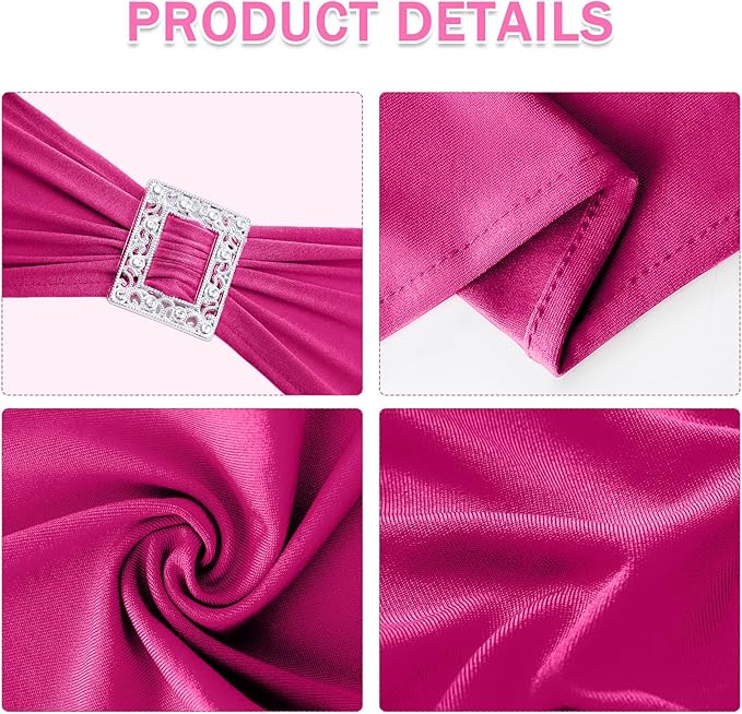 Joccun 120 PCS Spandex Chair Sashes Bows Stretch Chair Cover Band with Buckle Slider Universal Elastic Chair Ties for Wedding Banquet Party Event Decoration (Fuchsia)
