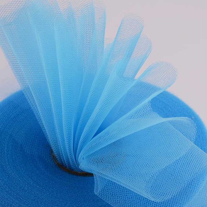 Tulle Fabric Roll, 6” by 200 Yards (600FT) Tulle Organza Fabric Spool for DIY Tutu Skirt Baby Shower Decor Wedding Backdrop Crafts Birthday Party Supplies (Light Blue)