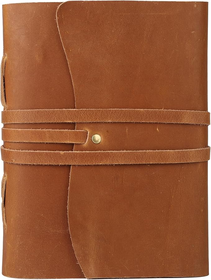 Handmade Leather Journal/Writing Notebook Diary/Bound Daily Notepad For Men & Women Unlined Paper Medium, writing pad gift for artist, sketch (Tan, 7 x 5)