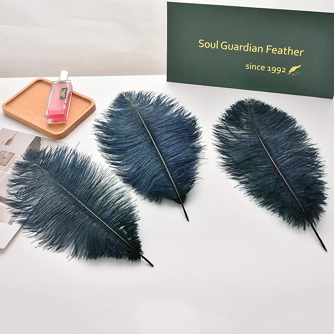 Ballinger Navy Blue Ostrich Feathers Plumes - 24pcs 10-12inch Craft Feathers for Wedding Party Centerpieces Halloween Decorations
