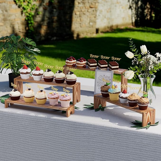 Large Wooden Tiered Riser Display Stands, 14Inch x 16 Pack Perfume Organizer Cologne Stand for Men Women,Tiered Shelf Organizer,Wooden Cupcake Stand Dessert Table Display Set,Display Stands Shelf for Vendor Events