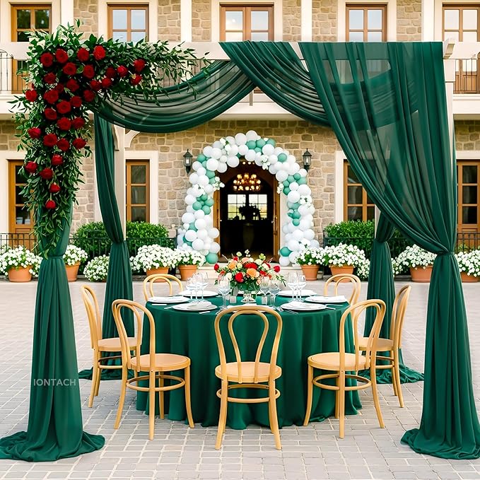 Wedding Arch Draping Fabric 29" x 19Ft Sheer Drapes for Backdrop Wedding Ceremony Reception Ceiling Decor Curtain Baby Bridal Shower Decoration (Hunter Green, 1 Panel)
