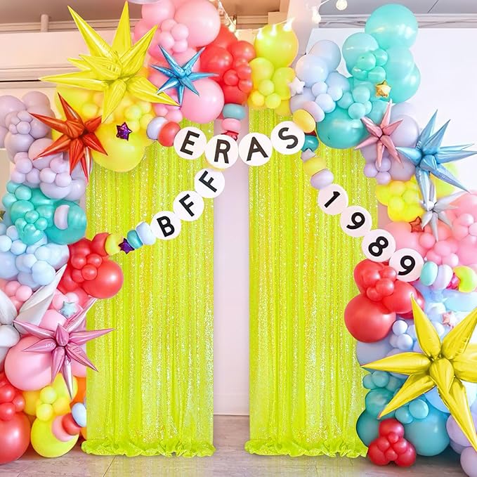 Sparkle Sequin Backdrop Curtains Panels - Yellow Sequin Photo Backdrop 2 Panels 2FTx8FT Wedding Birthday Party Background Drapes