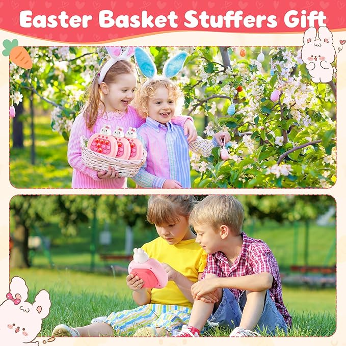 Easter Bunny Fidget Toy, Sensory Pop Toys for Kids & Adults, Pink, 1 inch