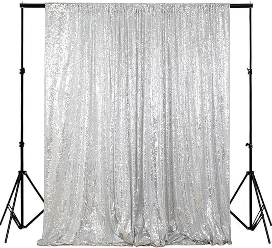 ShinyBeauty Photobooth Background Choice-4FTx7FT-Silver-Sequin backdrops, Sequin Fabric,Wedding backdrops,Rust Backdrop,Sequin Curtains,Photography Backdrop (Buy it Now) (4FTx7FT, Silver)