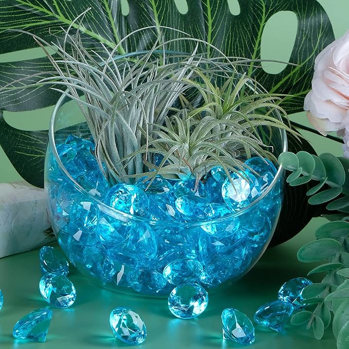 Acrylic Diamond Fake Gems Vase Filler, Babenest 240pcs 3/4 Inch Faux Diamonds Crystals Jewels for Table Scatters Wedding Party Event Arts & Crafts Birthday Decoration Favor (Baby Blue)