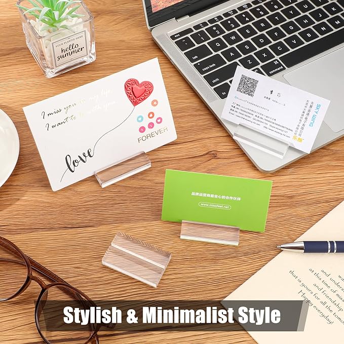 Blulu 20 Pieces Acrylic Place Card Holders 2 Inch Clear Stands Base with 3 mm Card Slot Numbers Display Table Sign for Wedding Exhibition Office Cafe Restaurant Photo Menu Meeting Table Decorations
