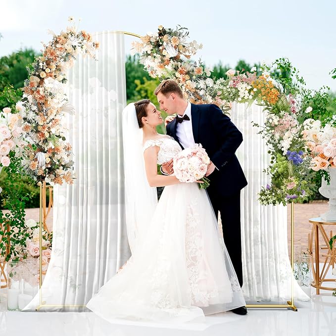 Metal Arch Backdrop Stand, 7.2FT+6FT Wedding Arch Frame, Gold Wedding Arch Backdrop Stand Set of 2, Balloon Arch Backdrop for Wedding Birthday Party Baby Shower Graduation Ceremony Decor
