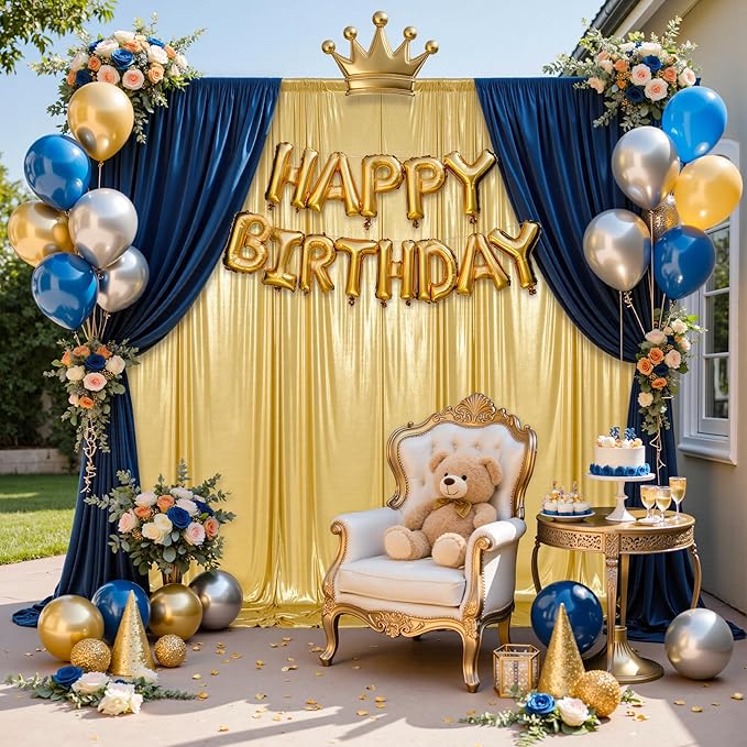 20x10FT Gold Sequin Backdrop - 4 Panels 5x10FT Wrinkle-Free Glitter Drapes for Weddings, Parties & Events