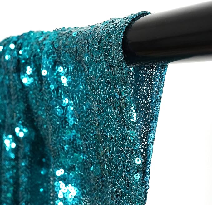 Poise3EHome Teal Sequin Backdrop Curtains, 2 PCS 5FT x 10FT Sequin Panels for Backdrop,Sequence Wedding Party Background Drapes