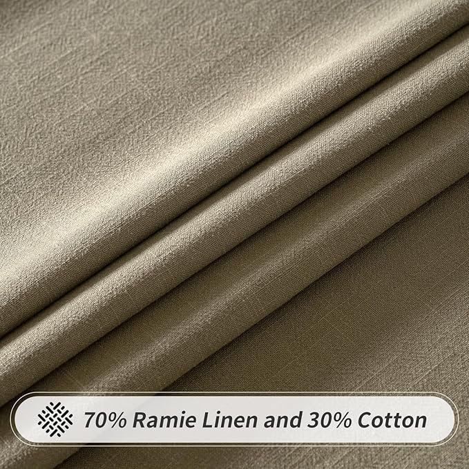 MIULEE Linen Cotton Blend Tablecloth Rectangle, Luxury Waterproof Stain Resistant Durable Farmhouse Oblong Table Cloth for Dining Party Weddings Birthday Events Boho Decor, 52 x 70 inch, Olive Green
