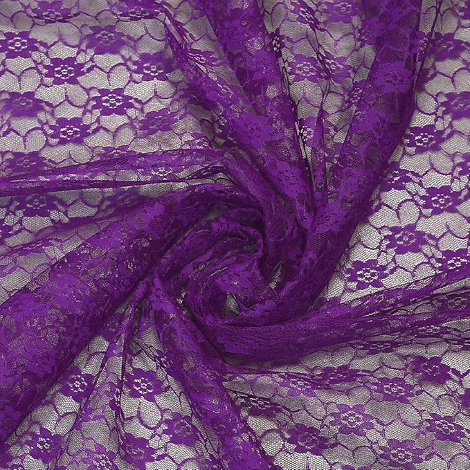 MDS Pack of 20 Wedding 12 x 108 inches Lace Table Runner for Wedding, Decorations for Birthday Parties, Banquets, Graduations, Engagements, and Runners fit Rectangle, Round Table- Cadbury Purple