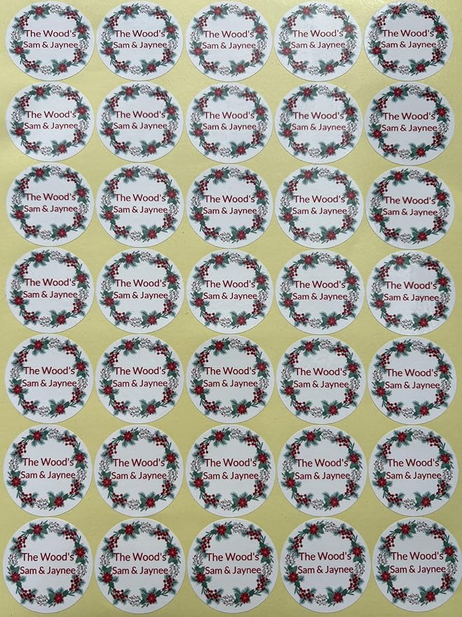 Premium Custom Stickers Labels - Personalized Stickers for Businesses Logo and Name. Birthday Pets and Label Product Boxes Wedding Favors Waterproof Labels (wreath 12, 3 inch)
