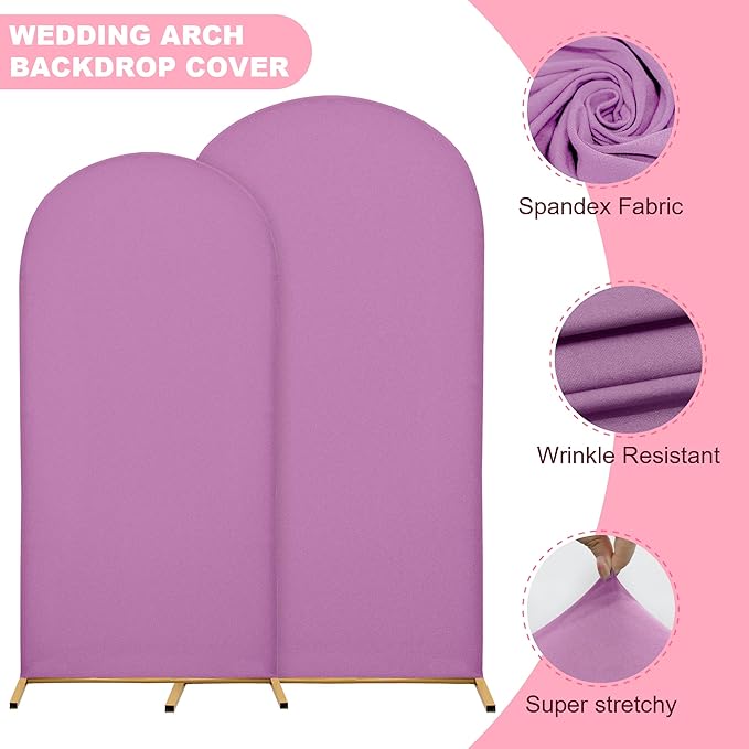 7.2FT Wedding Arch Covers Arch Backdrop Cover Arch Stand Covers Set Arch Cover Spandex Fabric Stretchy Backdrop for Wedding Birthday Party Decoration Baby Shower (Lilac)