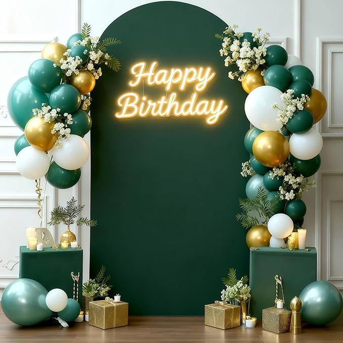 7.2FT Hunter Green Arch Cover - Polyester Fitted Wedding Arch Stand Covers Round Top Chiara Arch Backdrop Cover for Birthday Party Banquet Photo Background Decoration
