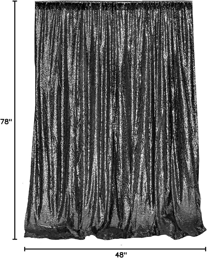 JYFLZQ Black Sequin Backdrop Curtains 4ft x 6.5ft 1 Panel Glitter Photo Booth Backdrops Sparkly Photography Background Drapes for Halloween Father's Day Graduation Birthday Parties