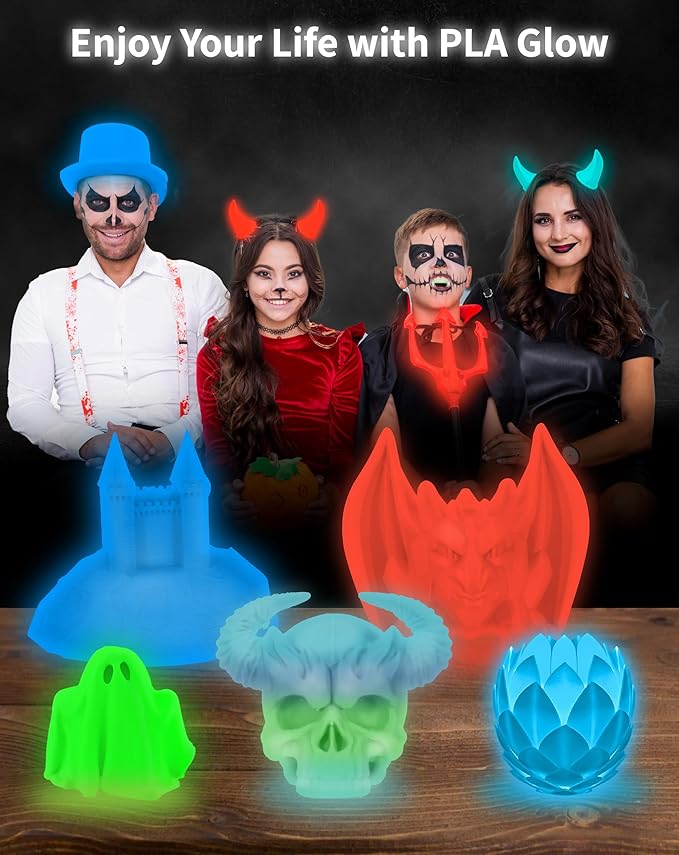 DURAMIC 3D PLA Glow Rainbow in The Dark Filament 1.75mm 1Kg, 3D Printing Luminous Filament 1.75mm Dimensional Accuracy +/- 0.02 mm, Fit Most FDM 3D Printers