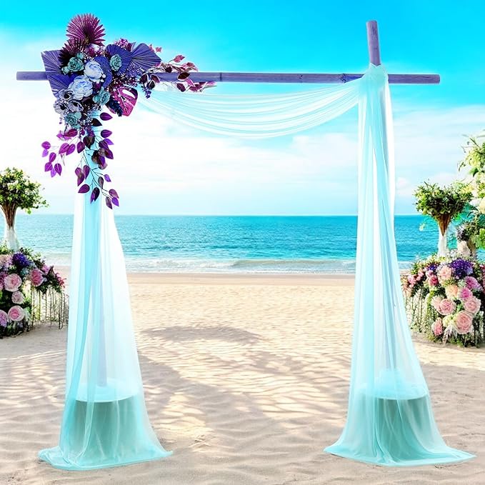 MDS Halloween Chiffon Draping Fabric - 2 Panel, 30" Wide x 40ft Long - Sheer Spooky Arbor & Canopy Drapery for Haunted House Backdrops, Party Ceilings, DIY Costumes & Themed Events - Teal