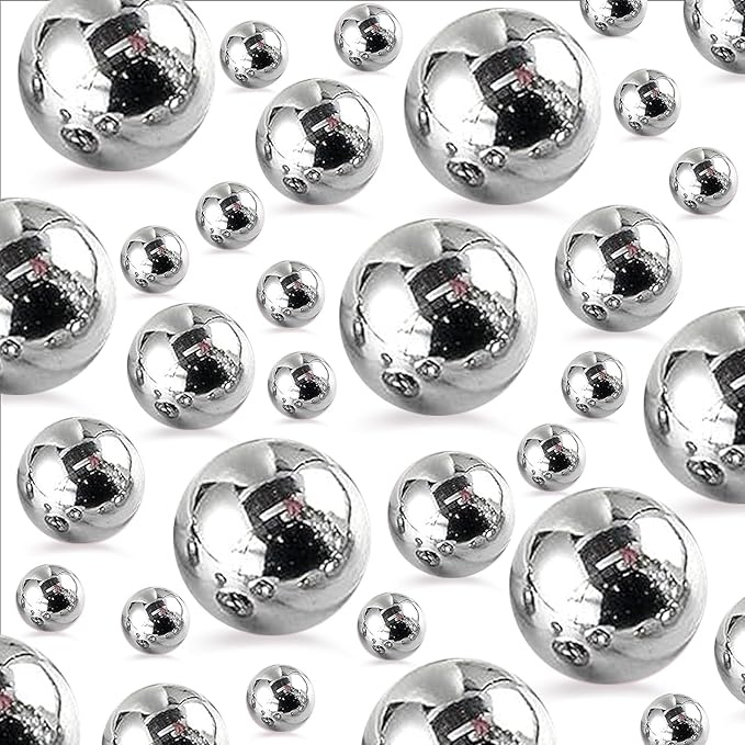 260Pcs Silver Glossy Beads for Centerpiece Decor, Artifical Pearls Vase Filler, Makeup Brush Beads, No Hole Round Pearl Beads for Wedding Birthday Christmas Party Home Decor(18mm 14mm 6mm)