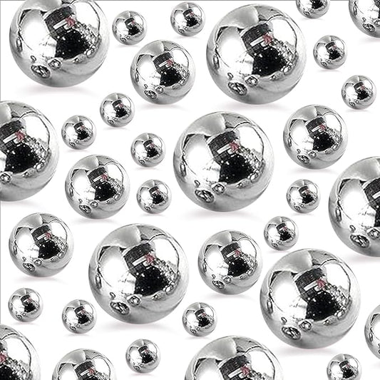 260Pcs Silver Glossy Beads for Centerpiece Decor, Artifical Pearls Vase Filler, Makeup Brush Beads, No Hole Round Pearl Beads for Wedding Birthday Christmas Party Home Decor(18mm 14mm 6mm)