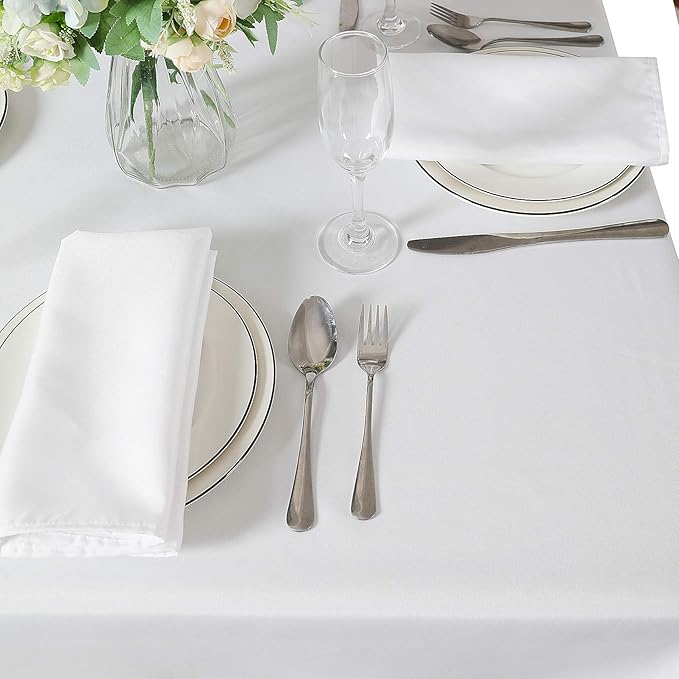 CupuamonSquare Tablecloth 70x70 inch Washable Polyester Fabric Table Cloth for Wedding Party Dining Banquet Decoration（70x70,White）