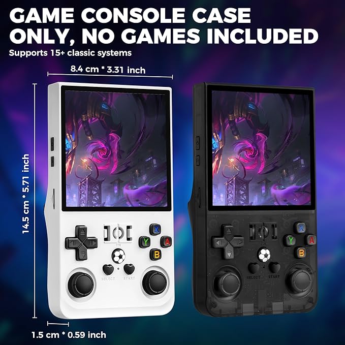 R36MAX Retro Game Console, Handheld Game Console with 4.0-in IPS HD Screen，Video Game Consoles with 64GB Memory, Portable Games Consoles with Storage Bag（Black）