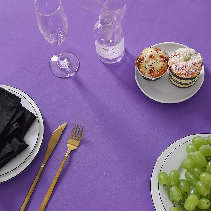 Rectangle Tablecloth 90x132 inch Washable Polyester Fabric Table Cloth for Wedding Party Dining Banquet Decoration（90x132,Purple）