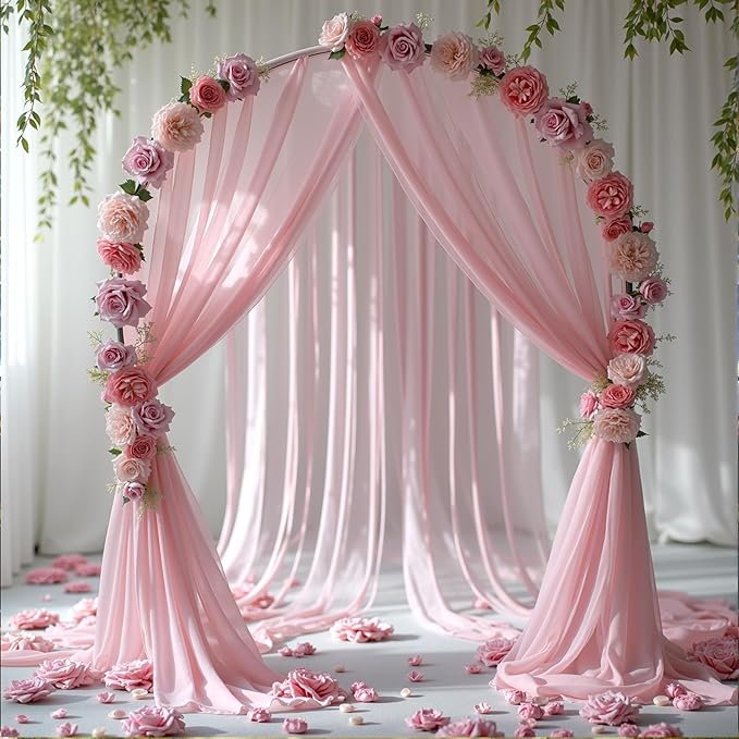 Wedding Arch Draping Fabric 1 Panel 18Ft Dusty Rose Chiffon Fabric Drapery Wedding Ceremony Reception Swag Decorations