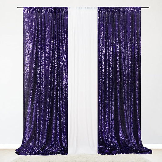 Eternal Beauty Sequin Backdrop Curtains, 2x8 Ft-2 Panels Purple Back Drop for Shimmer Photography Party Wedding Birthday Decor